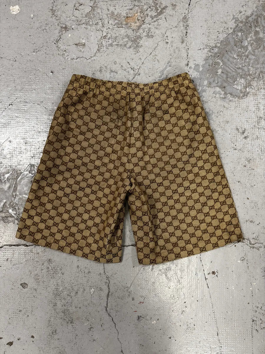 Gucci Monogrammed Beige Logo Shorts XhzUarC 2