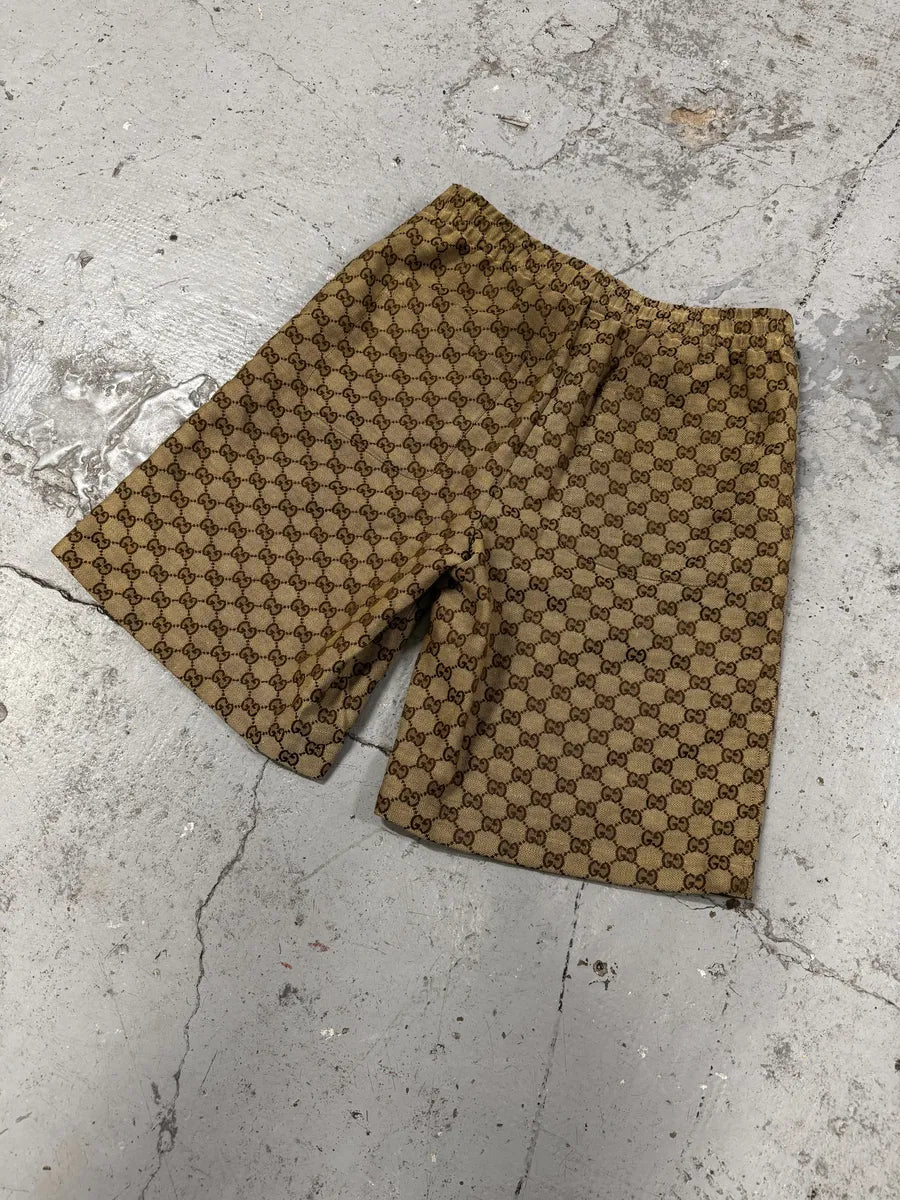 Gucci Monogrammed Beige Logo Shorts XhzUarC 5