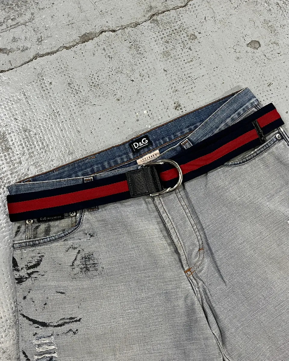 Gucci Navy & Red Canvas Belt  xVIMDiH 0