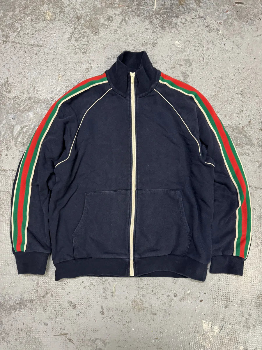 Gucci Navy Armband Signature Zip-up Uniform Sweater MOHNDkH 0