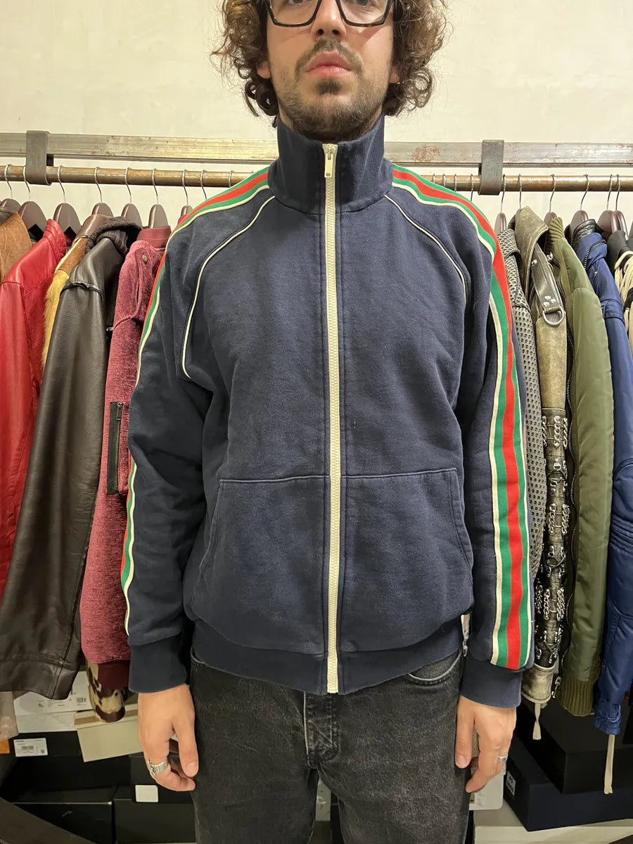 Gucci Navy Armband Signature Zip-up Uniform Sweater MOHNDkH 3