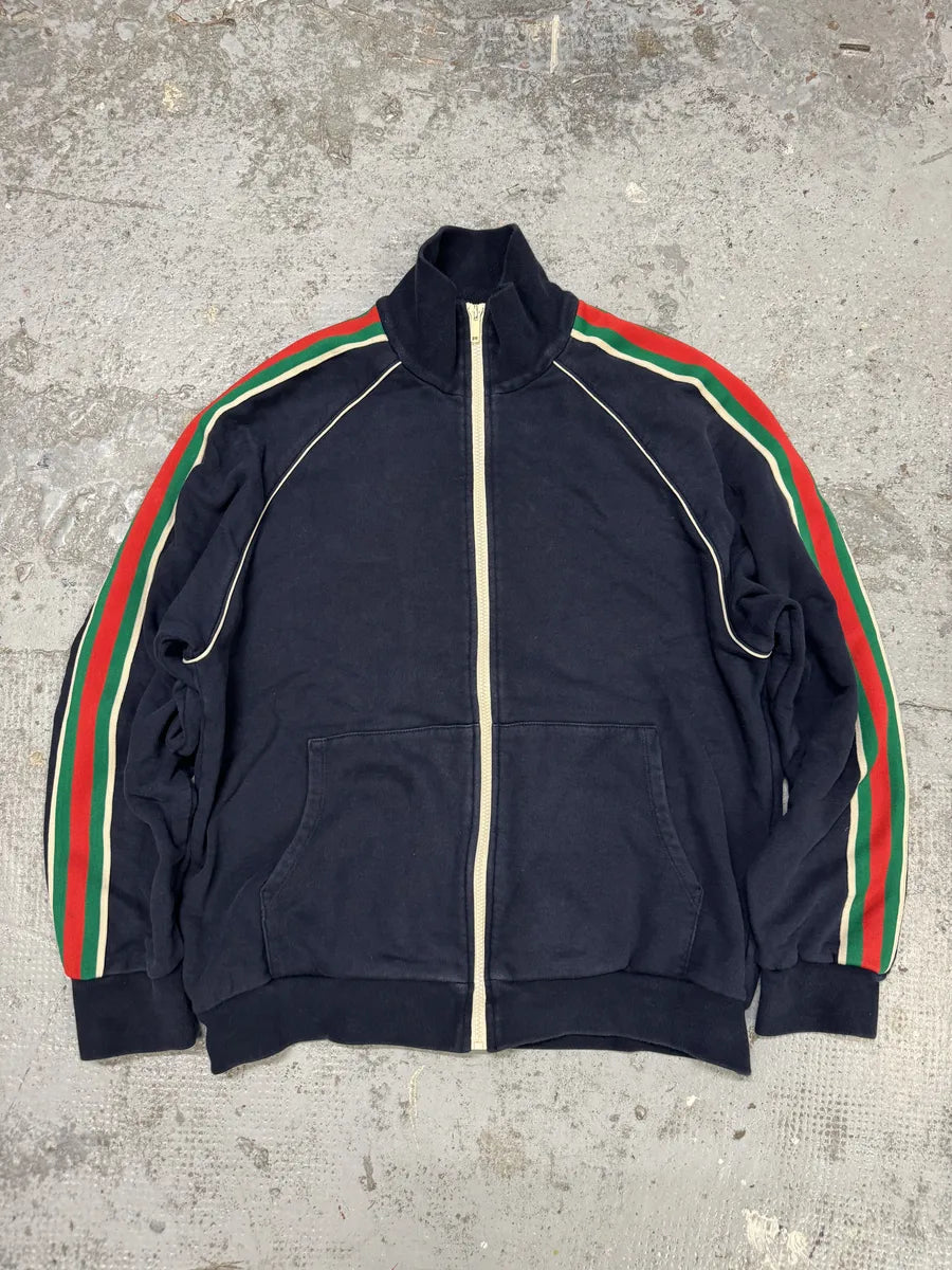 Gucci Navy Armband Signature Zip-up Uniform Sweater MOHNDkH 5