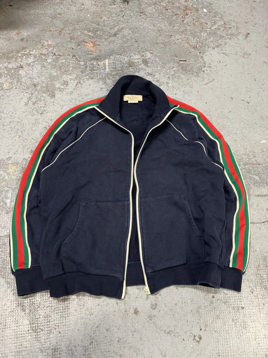Gucci Navy Armband Signature Zip-up Uniform Sweater MOHNDkH 7