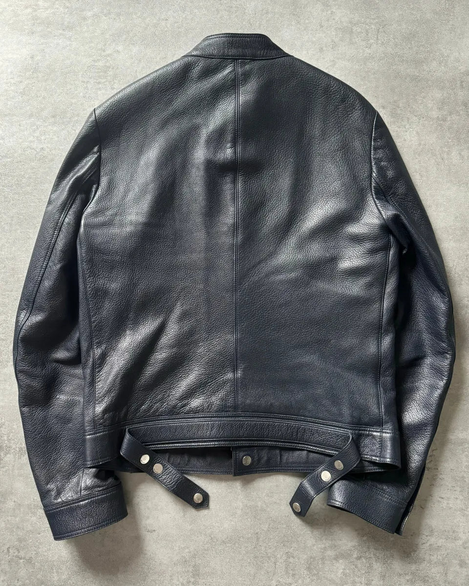 Gucci Navy Biker Leather Jacket by Frida Giannini (M) ltpcUIg 3