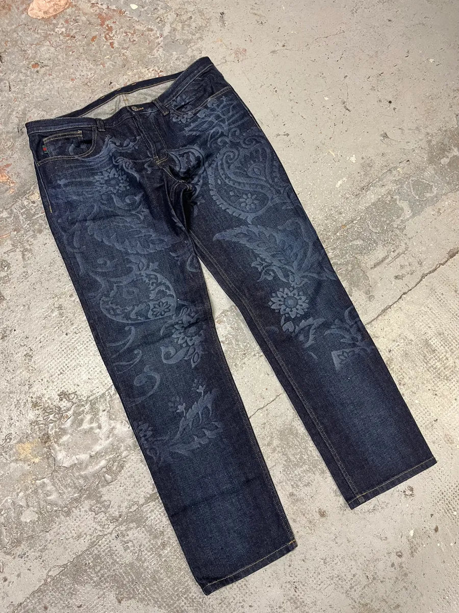 Gucci Navy Brut Floral Denim Jeans ObNPaeJ 3