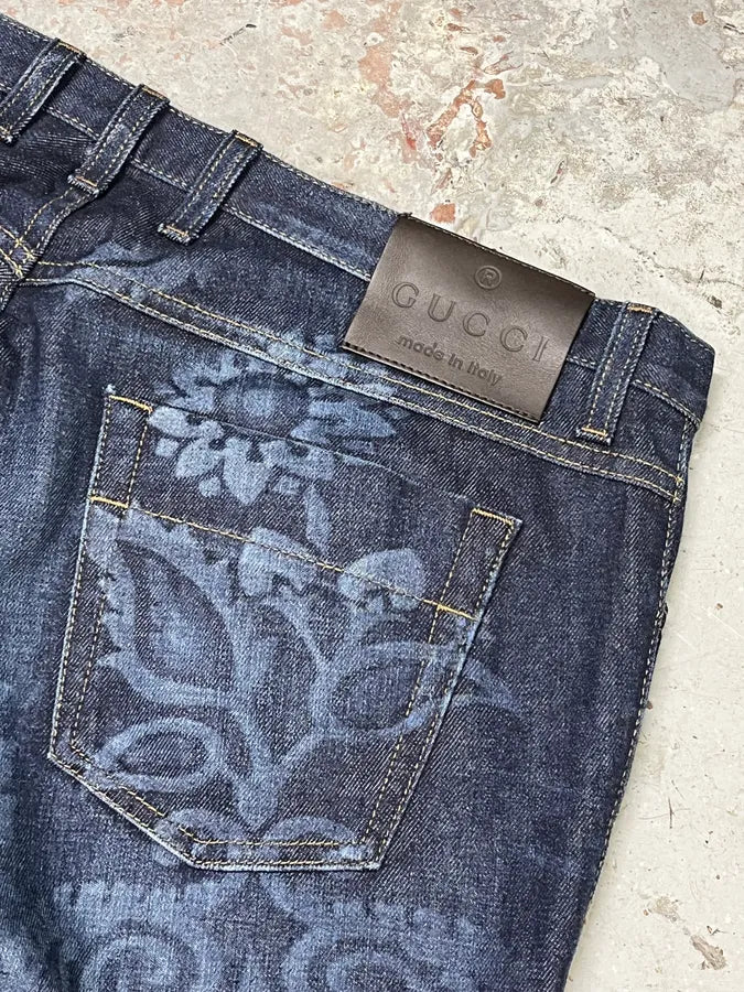 Gucci Navy Brut Floral Denim Jeans ObNPaeJ 10