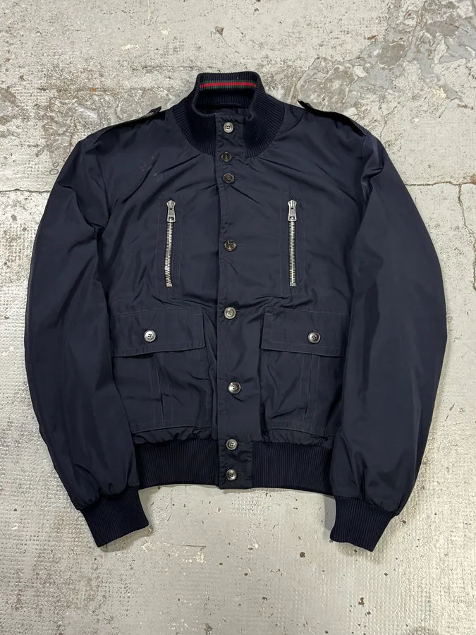 SS2009 Gucci Navy Madonna Military Nylon Jacket lKZBwPX 0