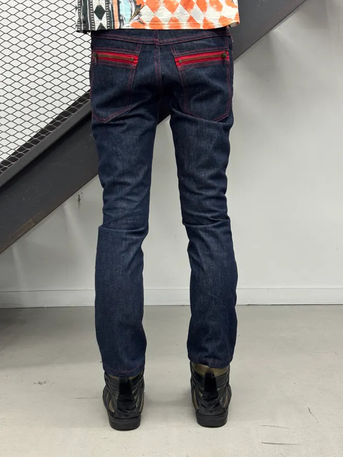 SS2007 Gucci Navy Contrast Stitch Backzip Slim Denim Jeans by Frida Giannini okUpVBF 4