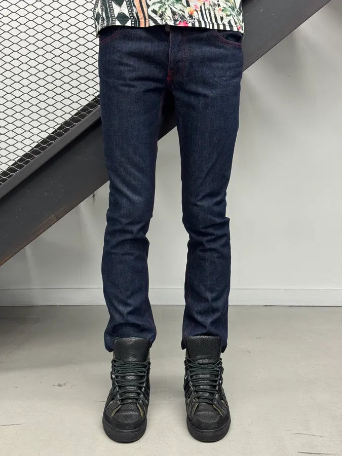 SS2007 Gucci Navy Contrast Stitch Backzip Slim Denim Jeans by Frida Giannini okUpVBF 2
