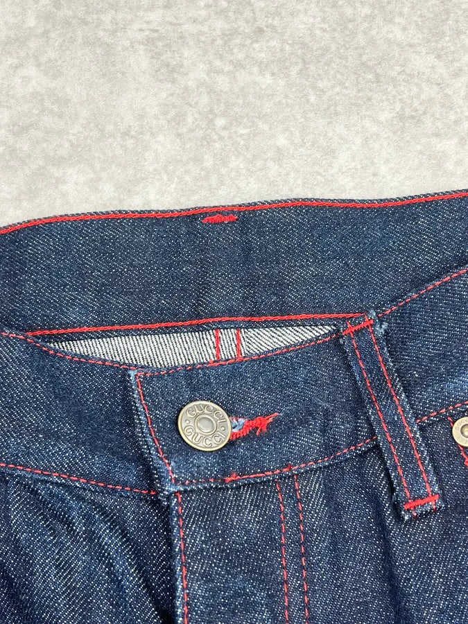 SS2007 Gucci Navy Contrast Stitch Backzip Slim Denim Jeans by Frida Giannini okUpVBF 7