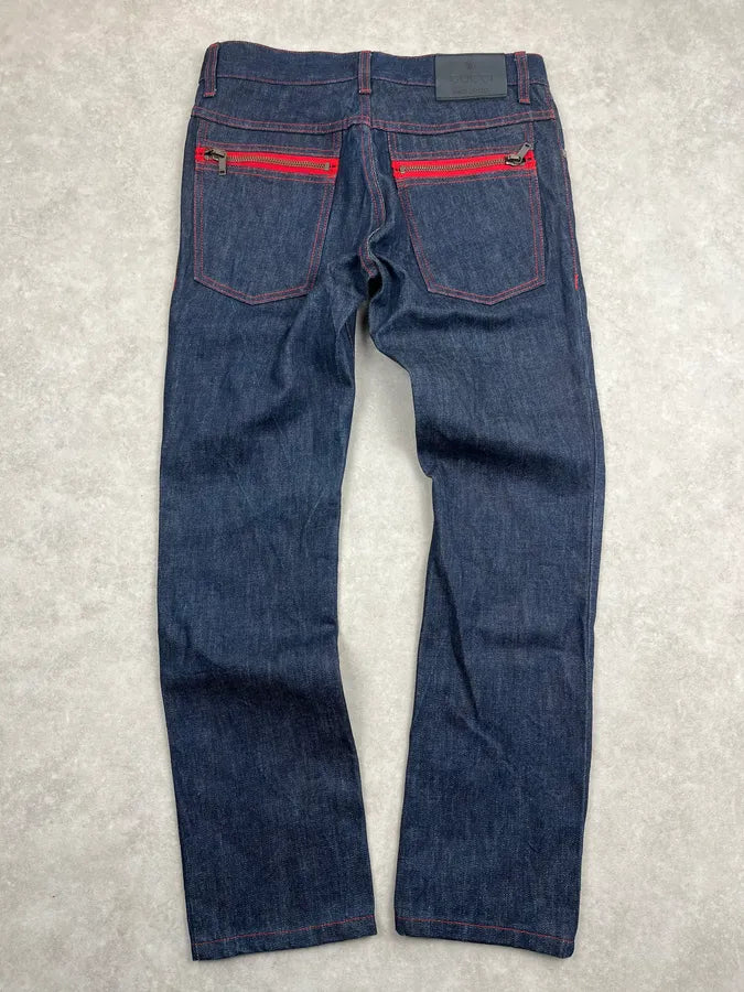 SS2007 Gucci Navy Contrast Stitch Backzip Slim Denim Jeans by Frida Giannini okUpVBF 0