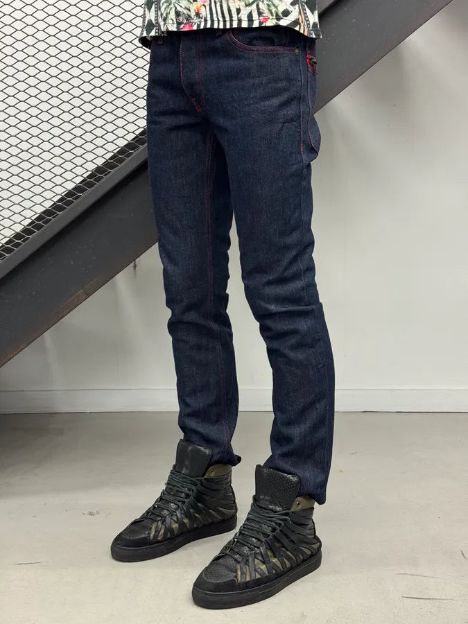 SS2007 Gucci Navy Contrast Stitch Backzip Slim Denim Jeans by Frida Giannini okUpVBF 3