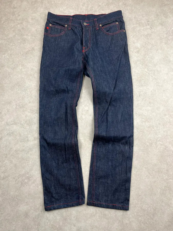 SS2007 Gucci Navy Contrast Stitch Backzip Slim Denim Jeans by Frida Giannini okUpVBF 1