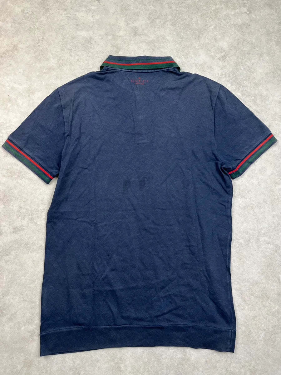 2000s Gucci Navy Contrast Striped Polo nriKnBg 3