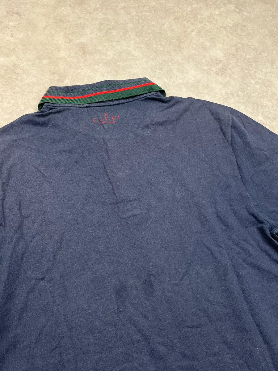 2000s Gucci Navy Contrast Striped Polo nriKnBg 7