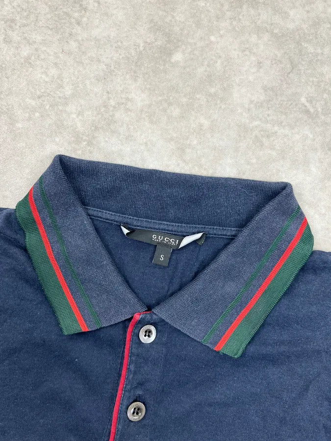 2000s Gucci Navy Contrast Striped Polo nriKnBg 6