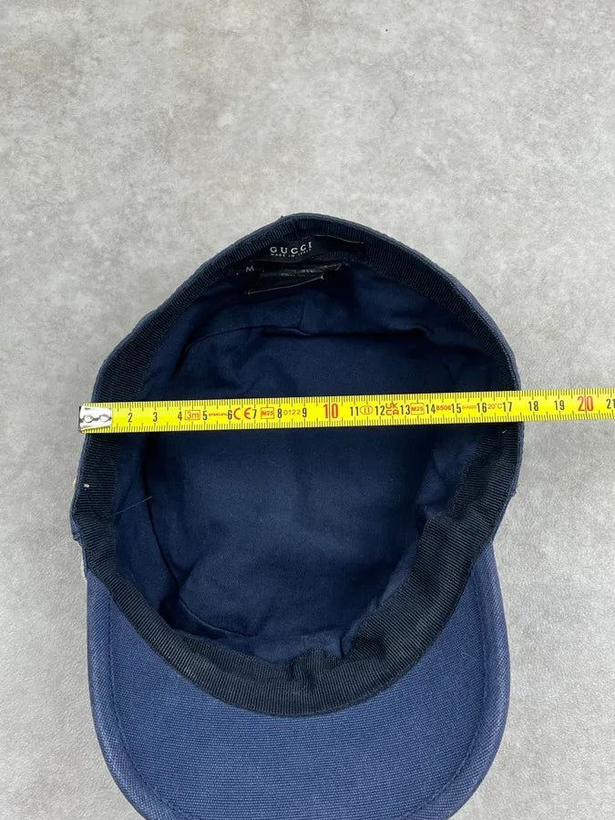 2000s Gucci Navy Cotton Striped Logo Cap ukQRPeB 10