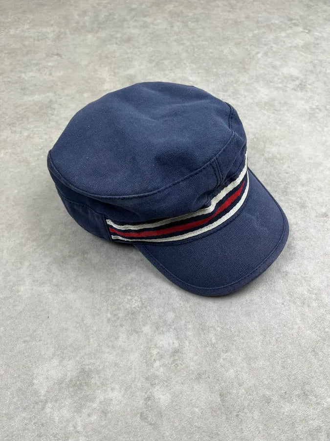 2000s Gucci Navy Cotton Striped Logo Cap ukQRPeB 3