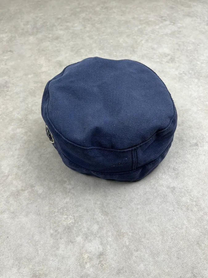 2000s Gucci Navy Cotton Striped Logo Cap ukQRPeB 7