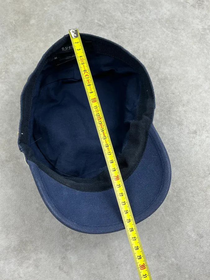2000s Gucci Navy Cotton Striped Logo Cap ukQRPeB 11
