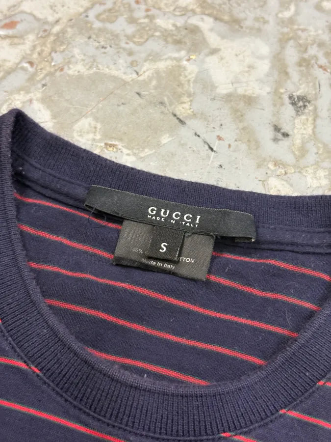 2000s Gucci Navy Striped T-Shirt MSghhhY 6