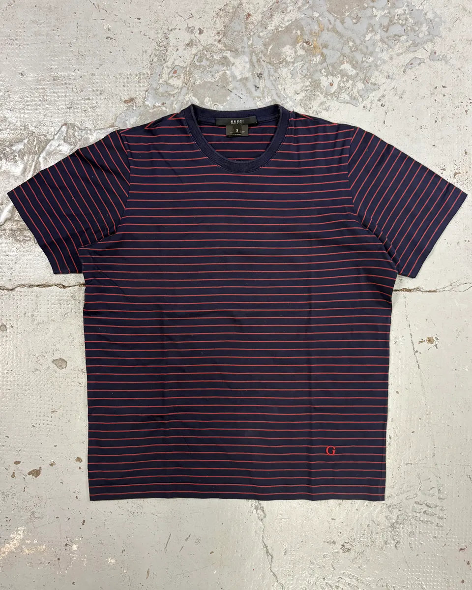 2000s Gucci Navy Striped T-Shirt MSghhhY 0
