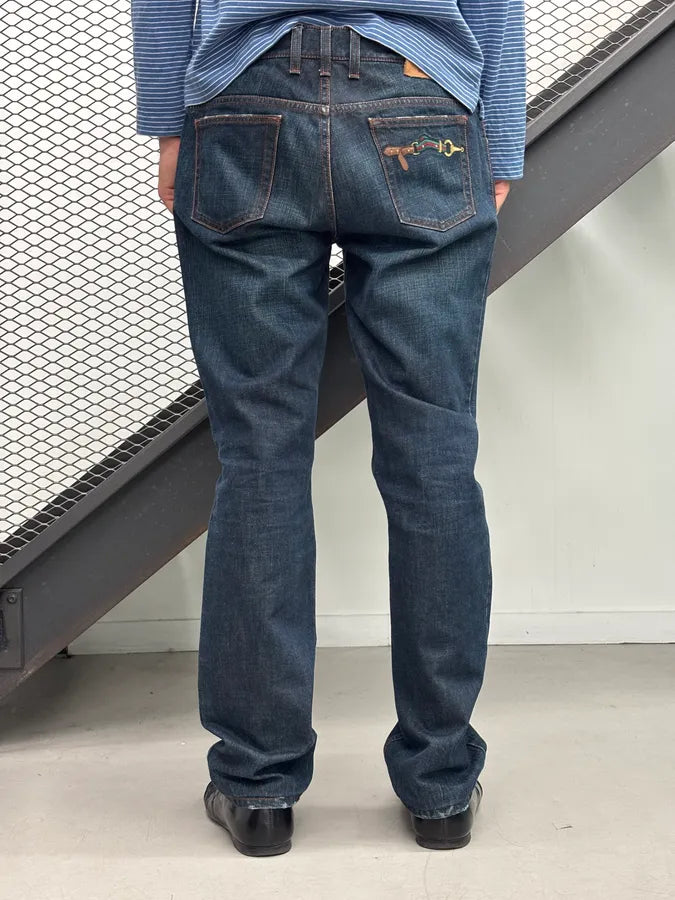 2010s Gucci Navy Horsebit Embroidered Denim Jeans IpaRIEF 4