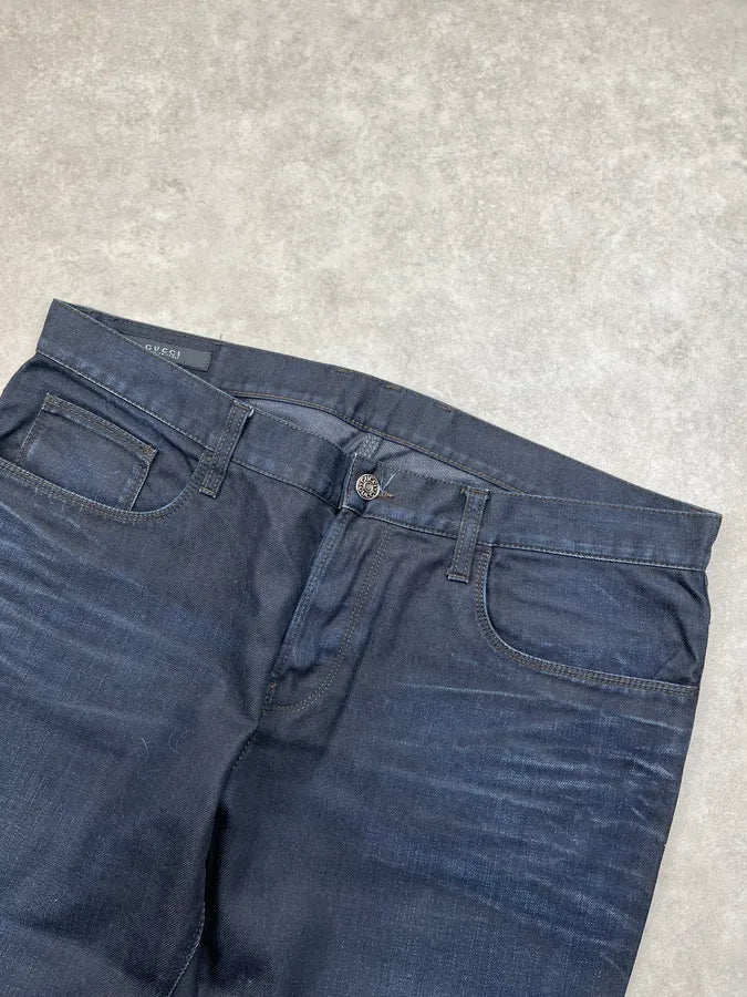 Gucci Navy Denim Faded Jeans xcagTKE 5
