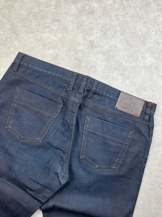 Gucci Navy Denim Faded Jeans xcagTKE 6
