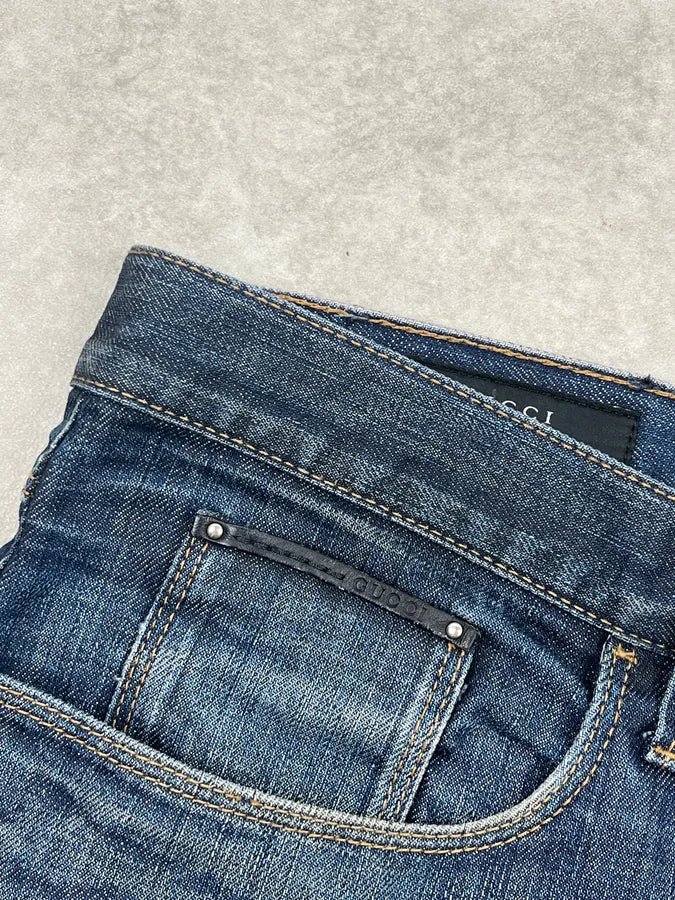 2010s Gucci Navy Denim Straight Leg Jeans aDoLBho 10