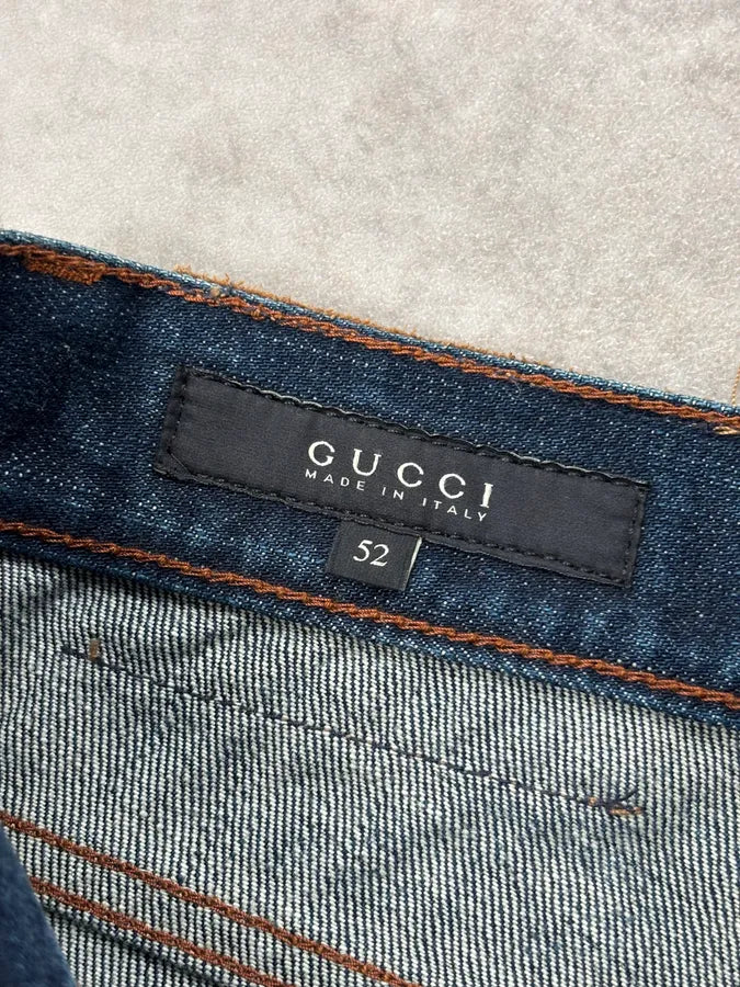2000s Gucci Navy Denim Straight-Leg Jeans by Frida Giannini RWAGsdC 11