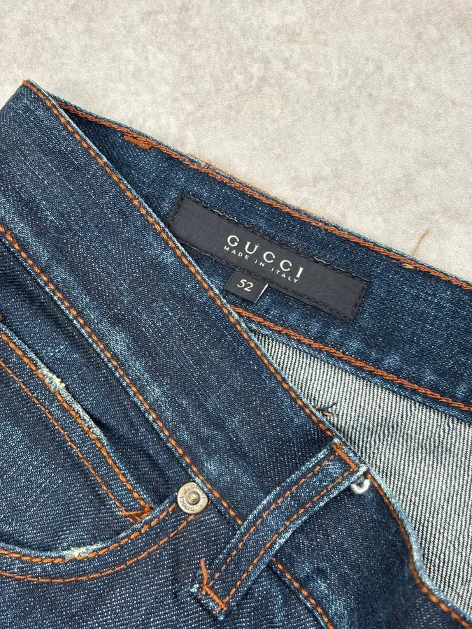2000s Gucci Navy Denim Straight-Leg Jeans by Frida Giannini RWAGsdC 10