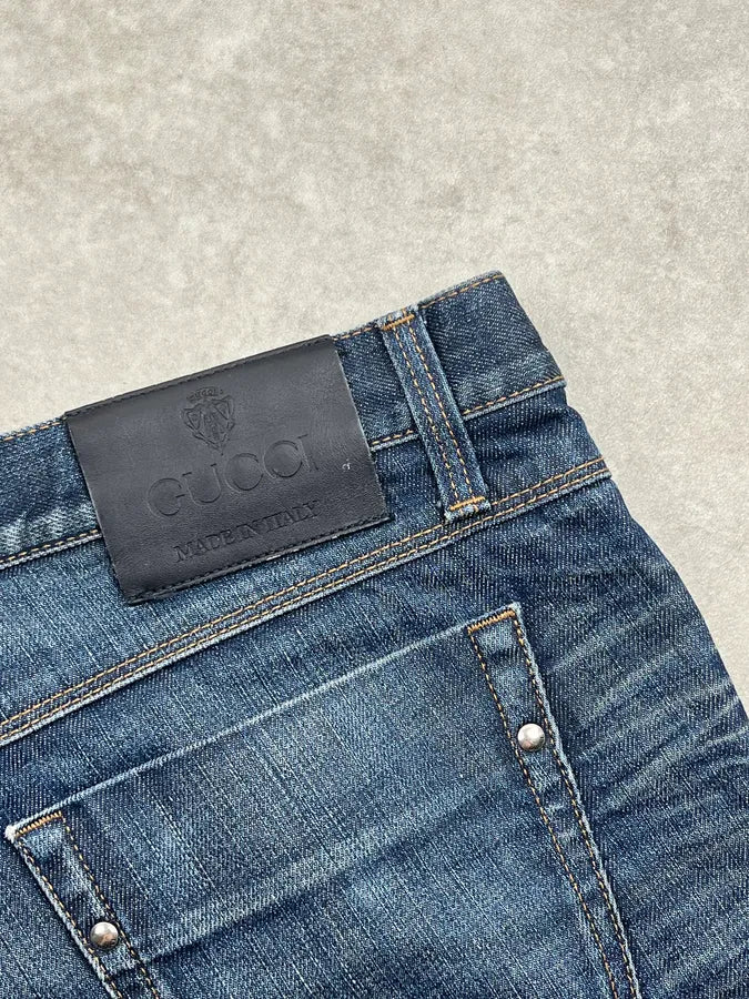 2010s Gucci Navy Denim Straight Leg Jeans aDoLBho 8