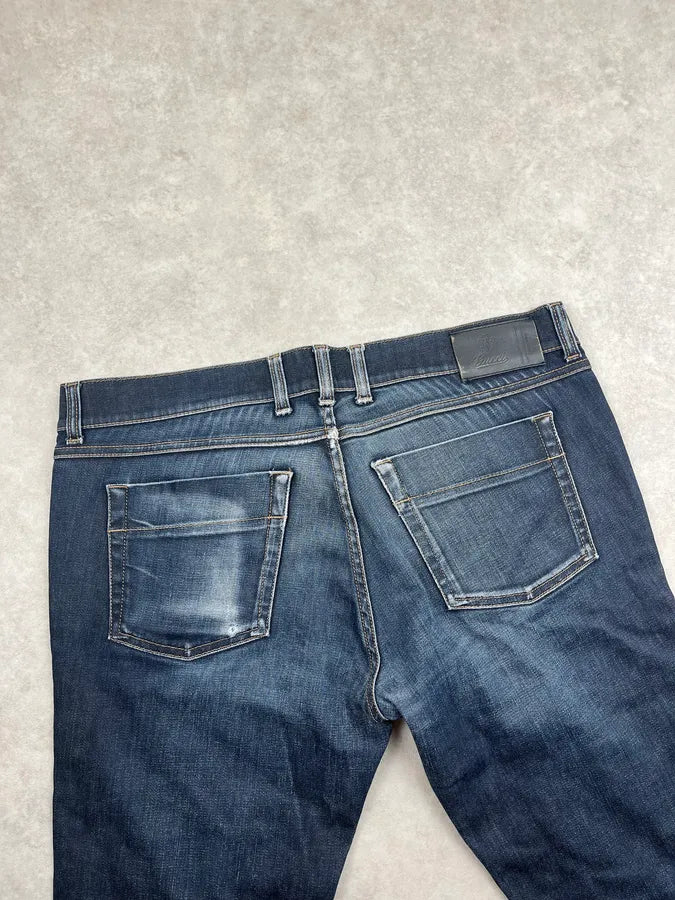 Gucci Navy Faded Slim Denim Jeans clfYvIo 7