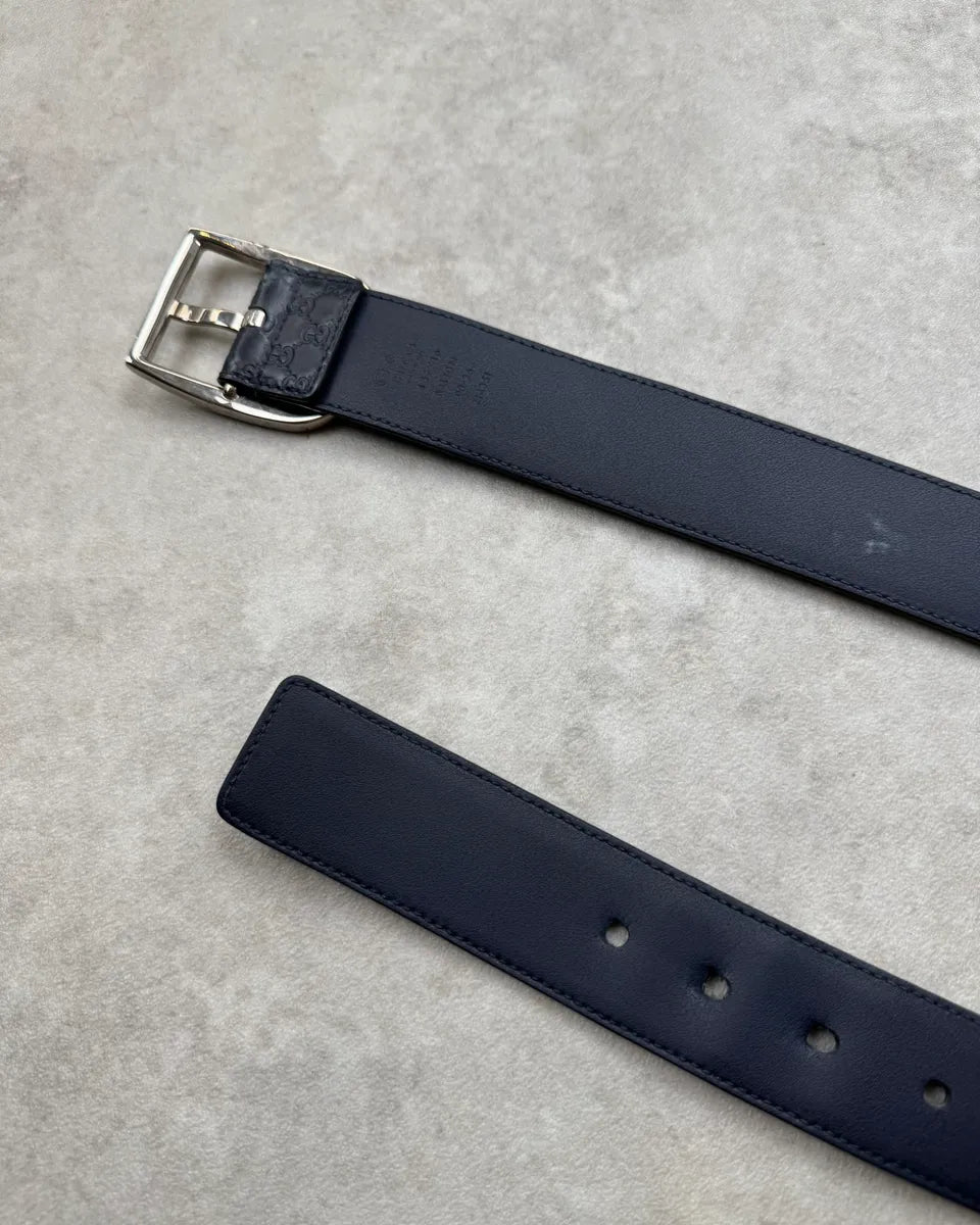 Gucci Navy Leather Monogram Belt QXBRPPg 5
