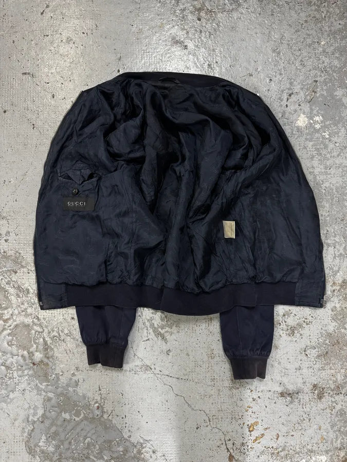 AW2009 Gucci Navy Light Bomber Jacket by Frida Giannini ZAcIFsH 6