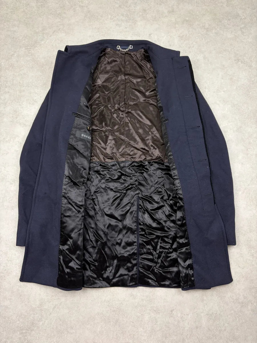 1990s Gucci Navy Cashmere Long Coat by Tom Ford zOjBOLH 6