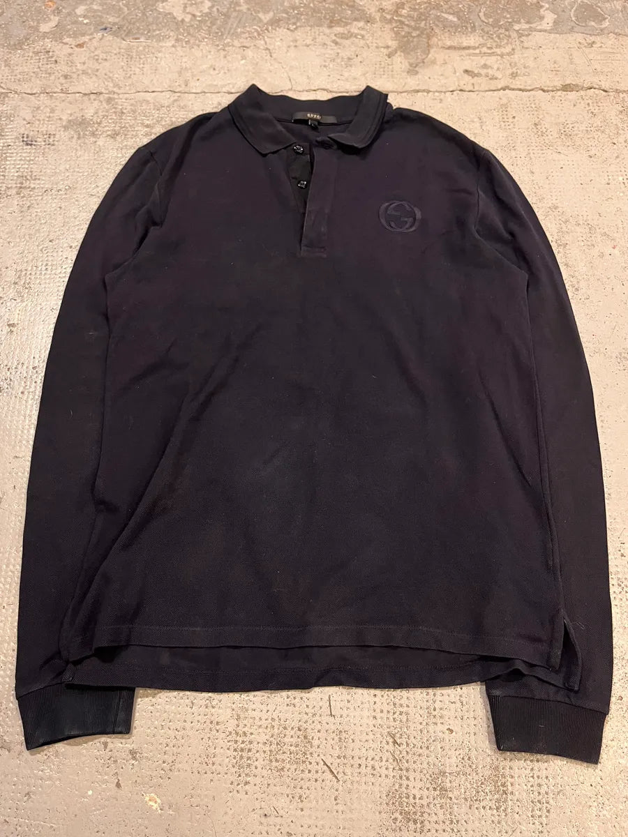 Gucci Navy Minimalist Longsleeve Polo smCQInH 1