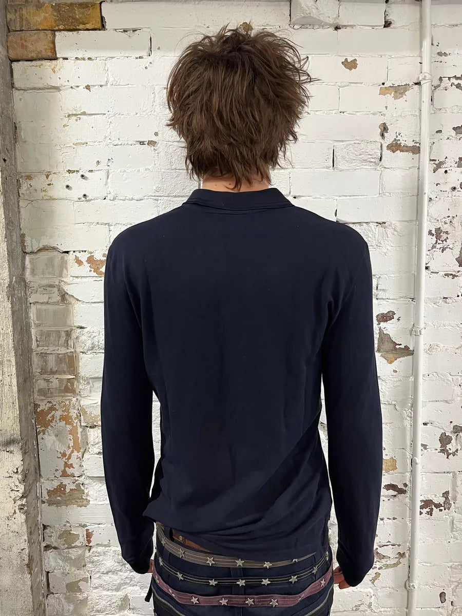 Gucci Navy Minimalist Longsleeve Polo smCQInH 2