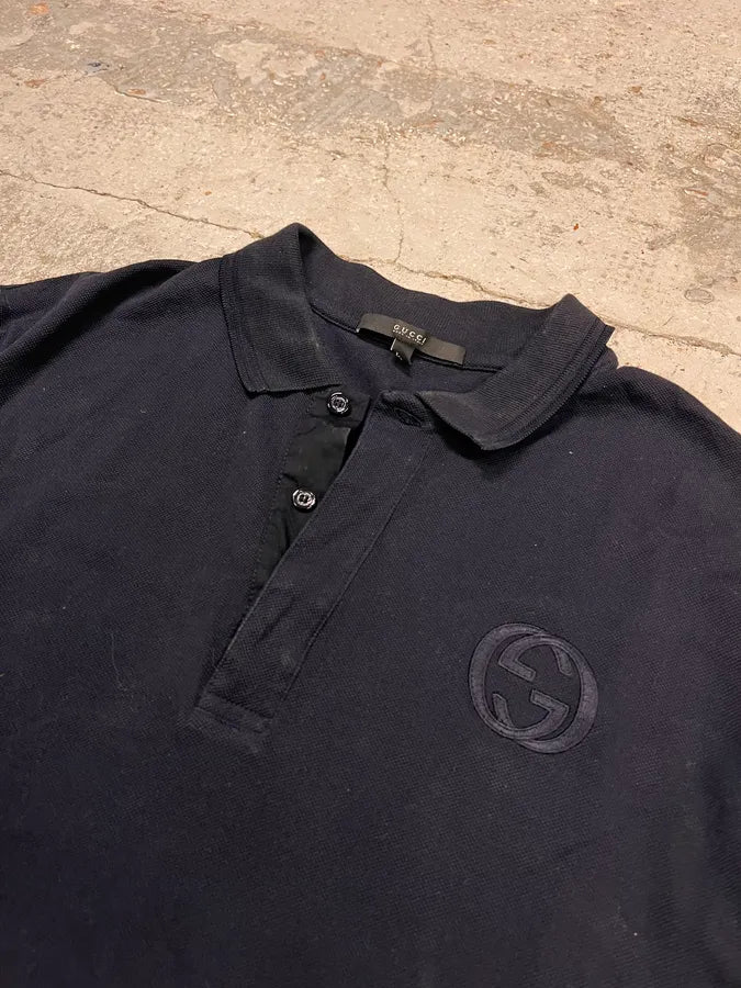 Gucci Navy Minimalist Longsleeve Polo smCQInH 4
