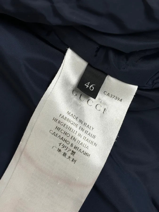 AW2014 Gucci Navy Nylon Hidden Hood Windbreaker Jacket WUrqSez 9
