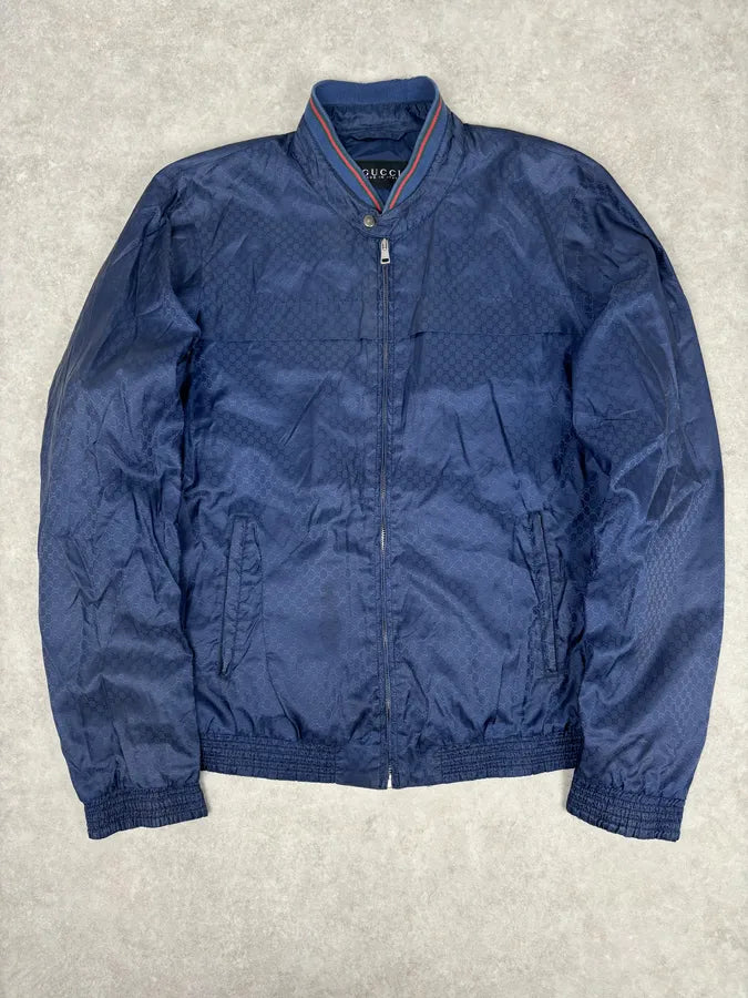 2010s Gucci Navy Nylon Monogram Light Jacket DTrfayi 0