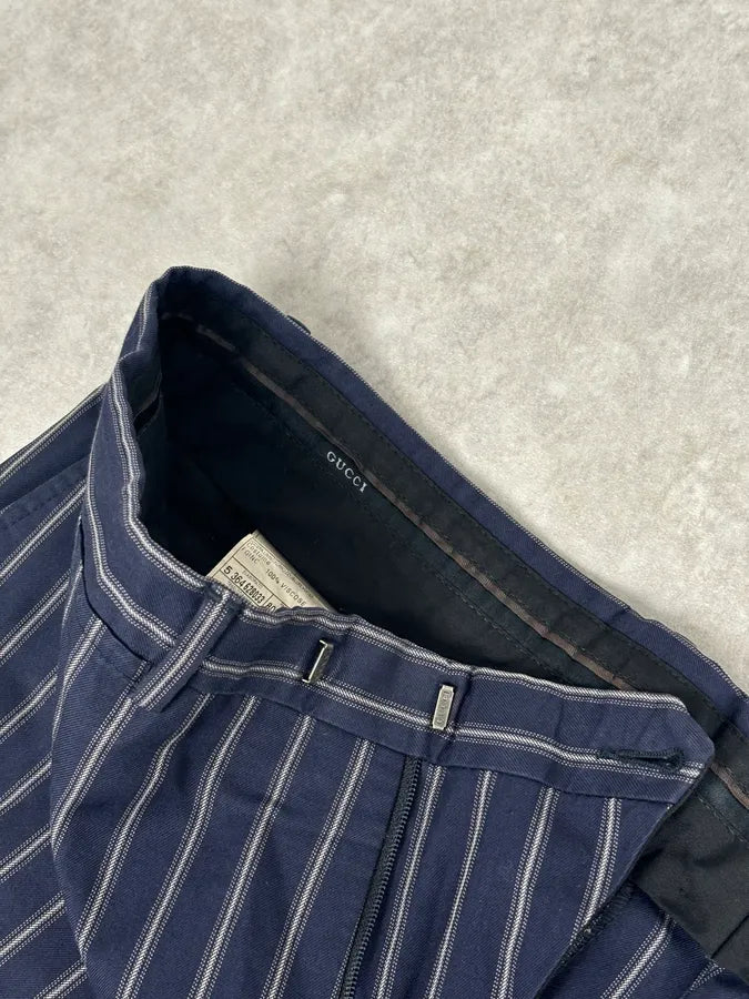 2000s Gucci Navy Pinstriped Viscose Classy Pants  THDFgYL 9