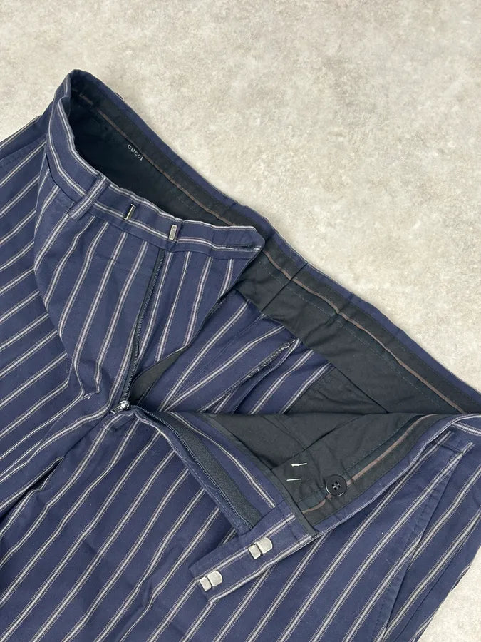 2000s Gucci Navy Pinstriped Viscose Classy Pants  THDFgYL 8