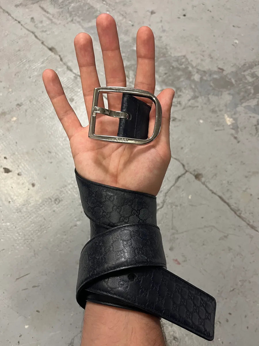 Gucci Navy Propaganda Leather Belt eKoHSKf 0
