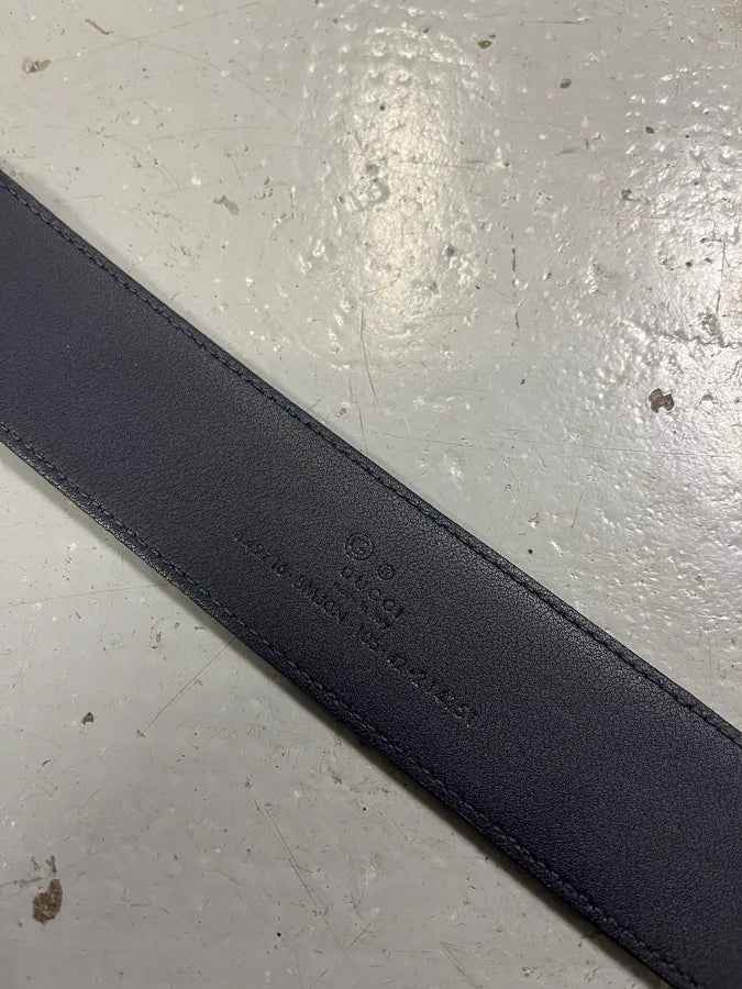 Gucci Navy Propaganda Leather Belt eKoHSKf 9
