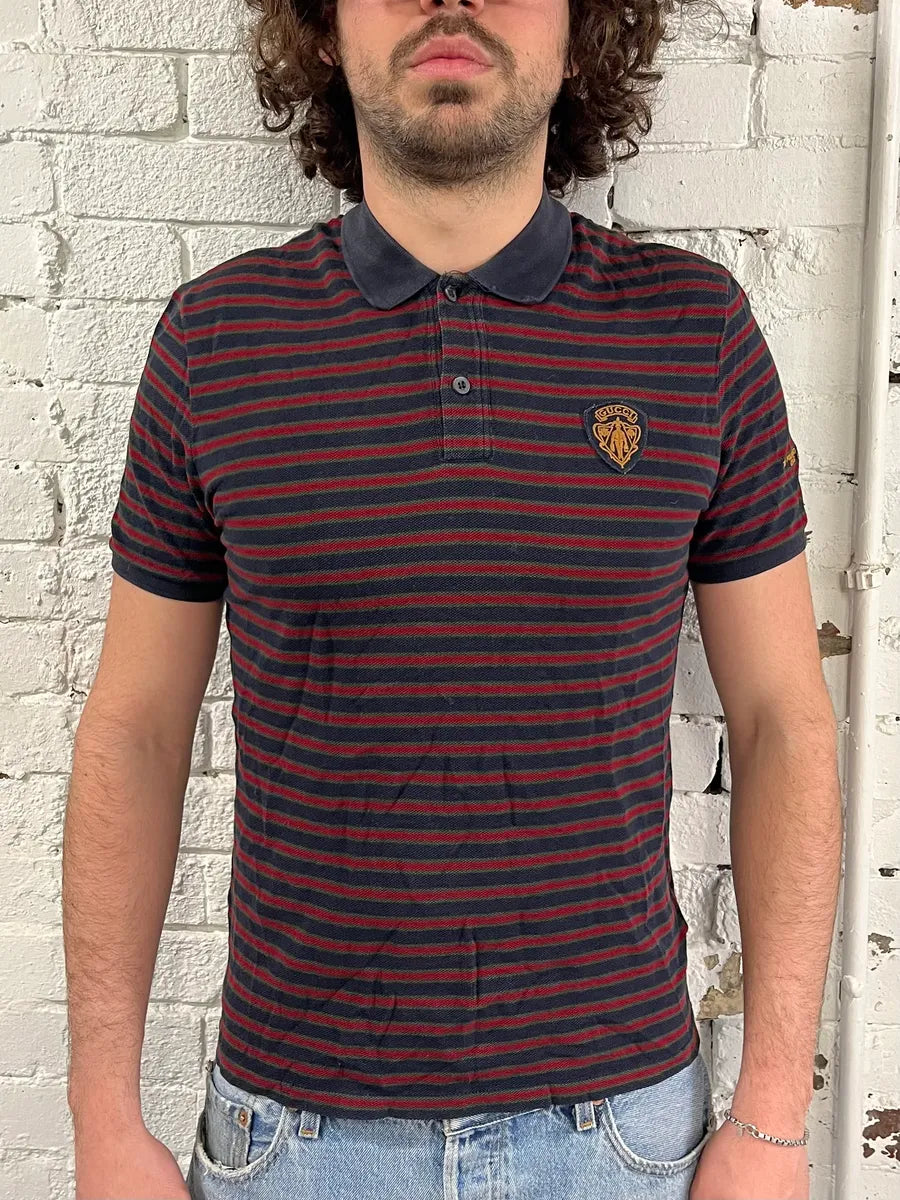 2000s Gucci Navy Red Striped Polo  uszWbcL 0