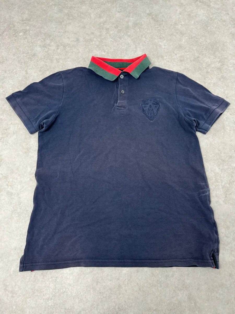 Gucci Navy Signature Polo Shirt IfJwNhc 3