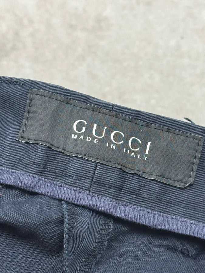 SS2009 Gucci Navy Silver Medal Chinos Pants by Frida Giannini SBESbxh 10