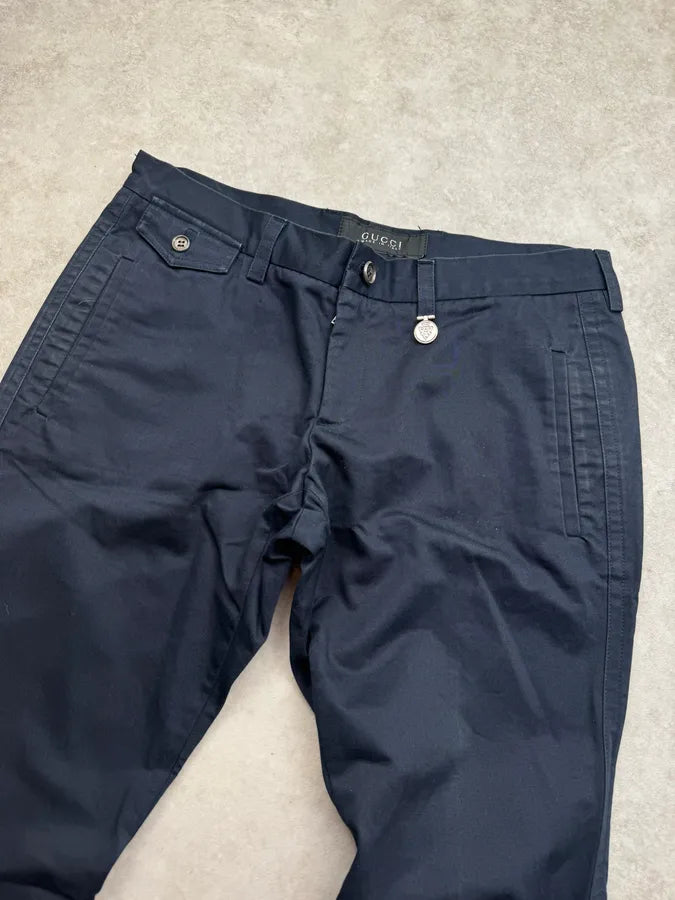 SS2009 Gucci Navy Silver Medal Chinos Pants by Frida Giannini SBESbxh 6